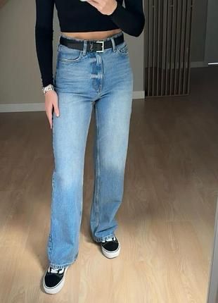 Джинси  zara straight long з високою посадкою