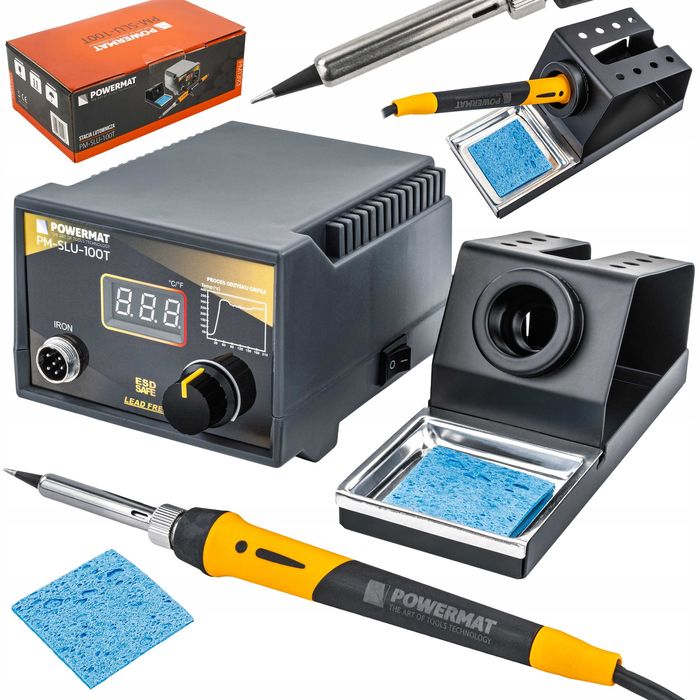 Stacja lutownicza precyzyjna lutownica grot regulacja temp. podstawka