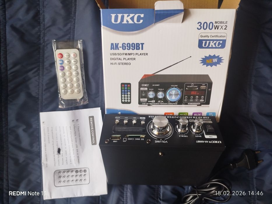 Продам классный новый малогабаритный усилитель UKC AK-699BT