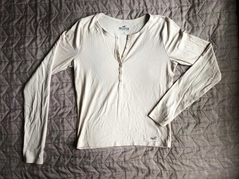 Hollister beżowa bluzka z długim rękawem L