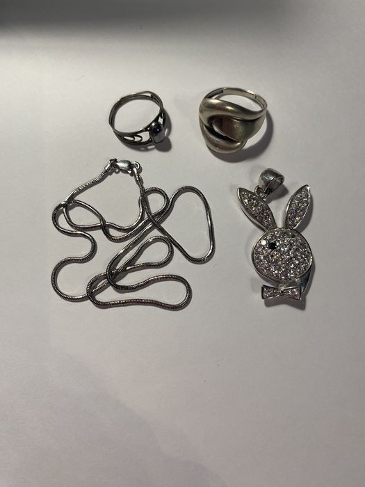 Срібний ланцюжок підвіска та кільця