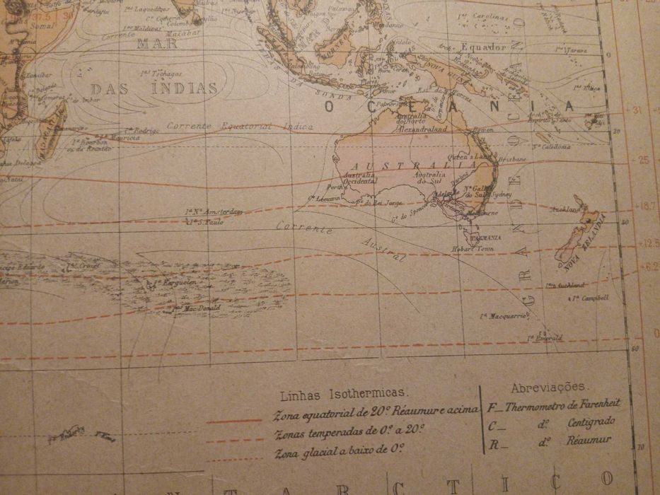 Mapa Linhas Isothermicas e Distribuição das Principaes Vegetações da Terra (Final do Séc XIX, Início Séc XX)