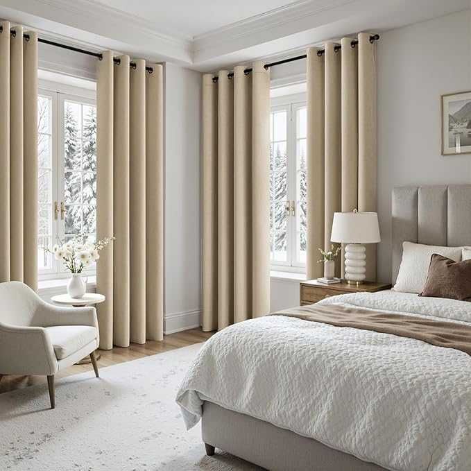 2 sztuki Termiczne zasłony EMEMA 260x132 beż, aksamit