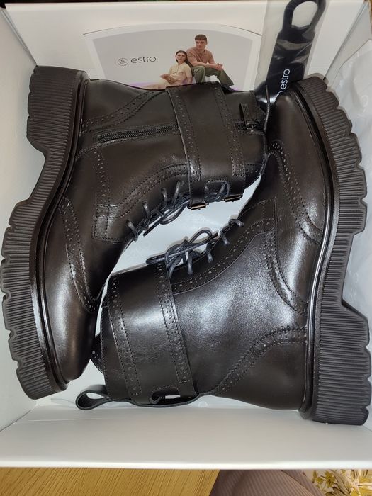 НОВІ шкіряні зимові черевики Estro чоботи кожаные сапоги ботинки
