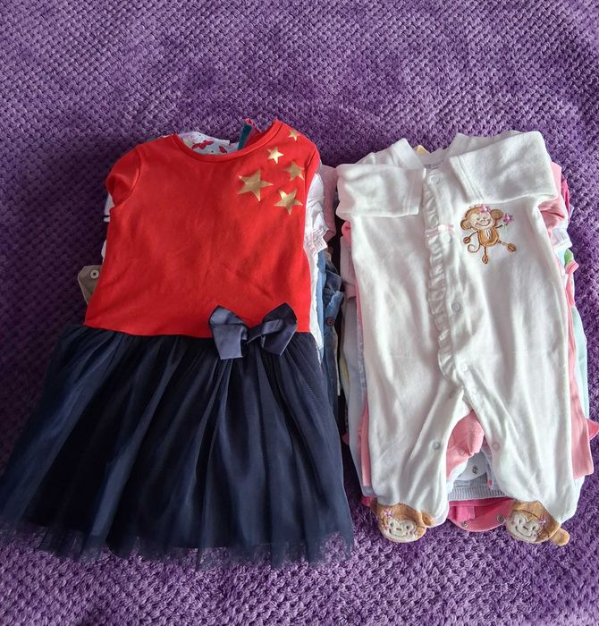 Ubranka 58 sztuk, dla dziewczynki 56-86 cm