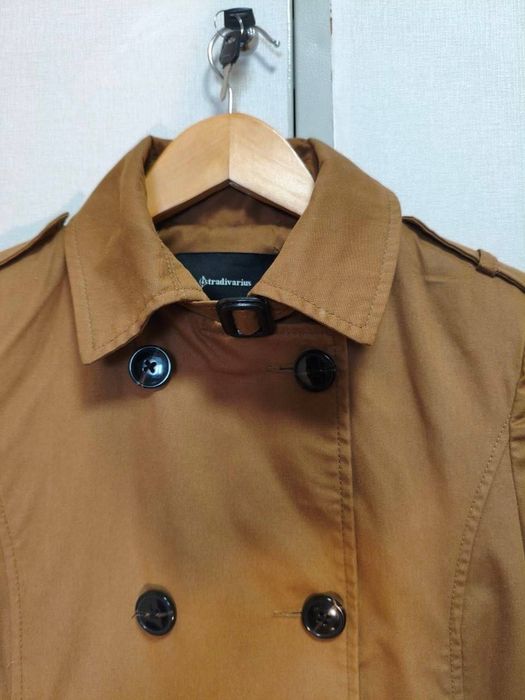Тренч пальто Stradivarius XS корічневе