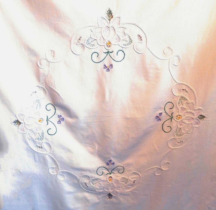 Винтажный пододеяльник, скатерть, вышивка, ришелье, 100% хлопок.