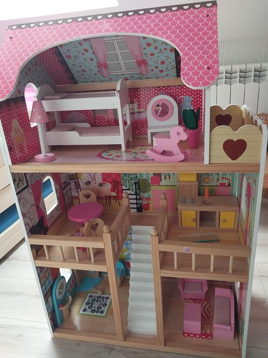 Domek dla lalek vidaXL 3-poziomowy60x30x90 cm, drewno