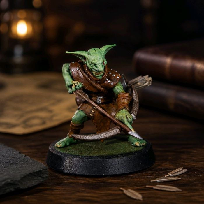 Skitz Gobliński Łucznik figurka 32mm 14K zgodna z DnD RPG Pathfinder
