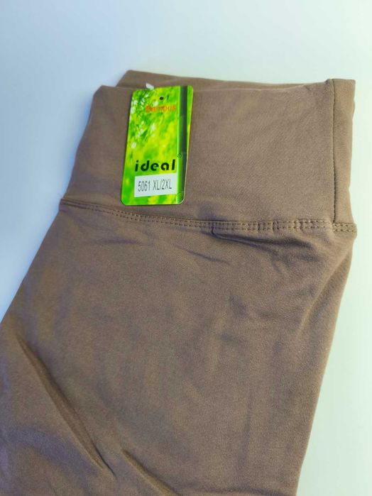 Nowe spodnie legginsy XL/2XL wysoki pas brąz