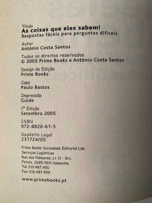 As Coisas que Eles Sabem, de António Costa Santos