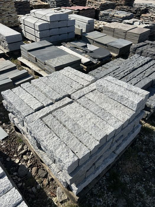 PALISADY GRANITOWE 30x10x10 cm, 50x10x10 cm Szary Granit Łupana Palisadka Palisada Wagonik Opornik Obrzeże Kostka Granitowa Kamień IMPERIUM KAMIENIA