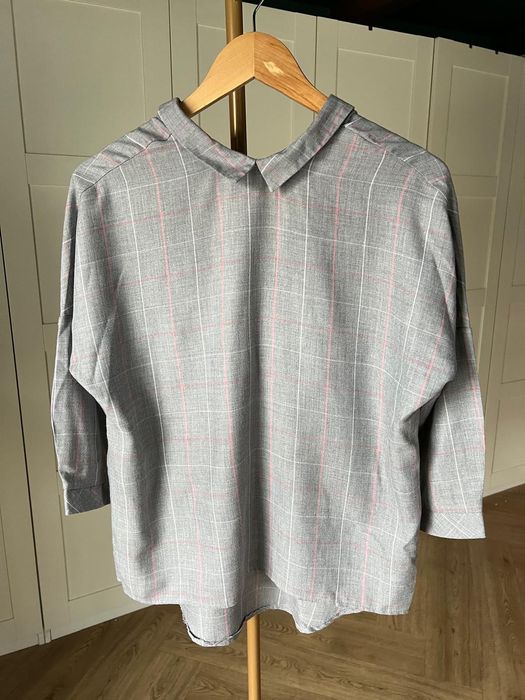 Szara bluzka w kratkę z wiskozy rozmiar 36 S marki Mohito