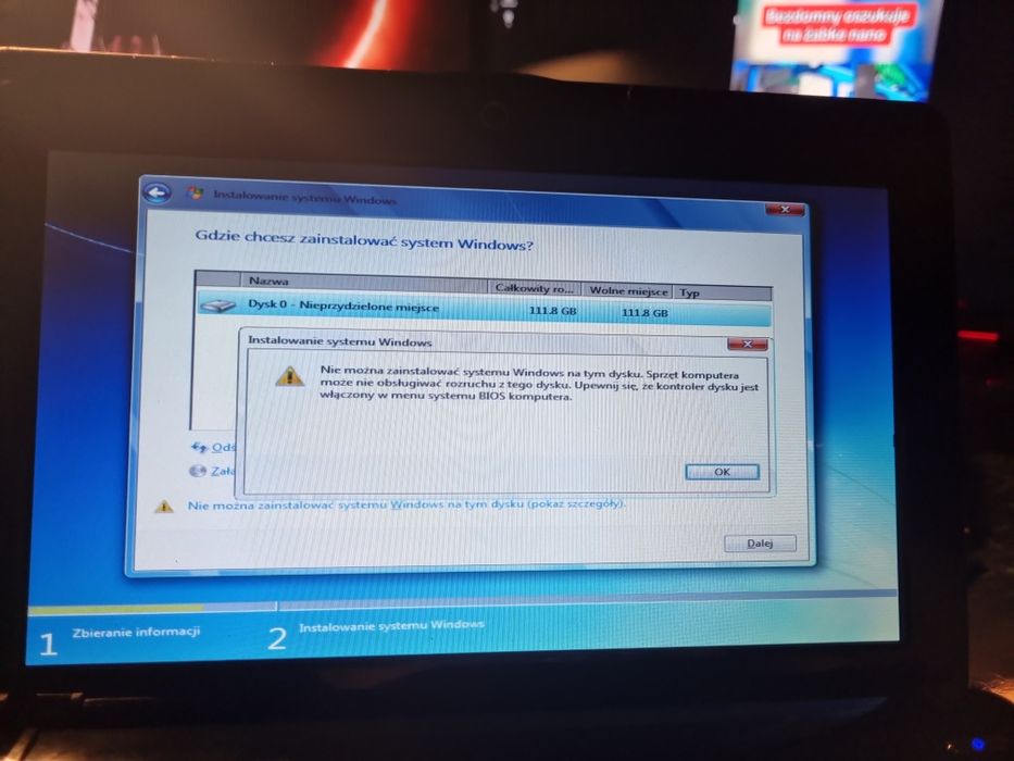 Laptop Asus Eee pc uszkodzony ekran