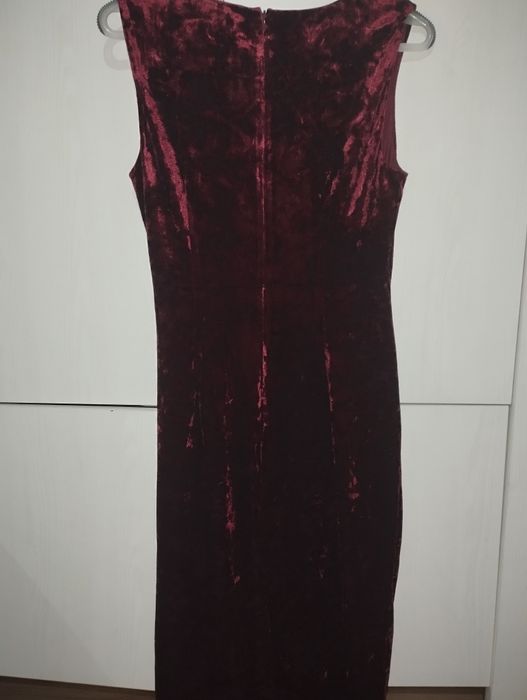 Sukienka welurowa bordowa L
