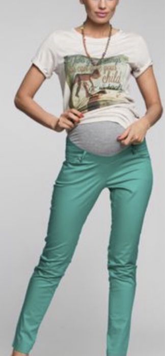 Spodnie Happymum długie ciążowe zielone L