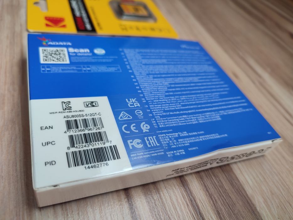 Karta Kodak microSDHC 32GB + dysk SSD ADATA SU800 512GB, 2,5'' SATA.