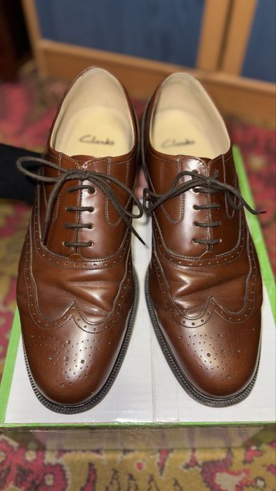 Чоловічі туфлі шкіряні Clarks 45 46 коричневі