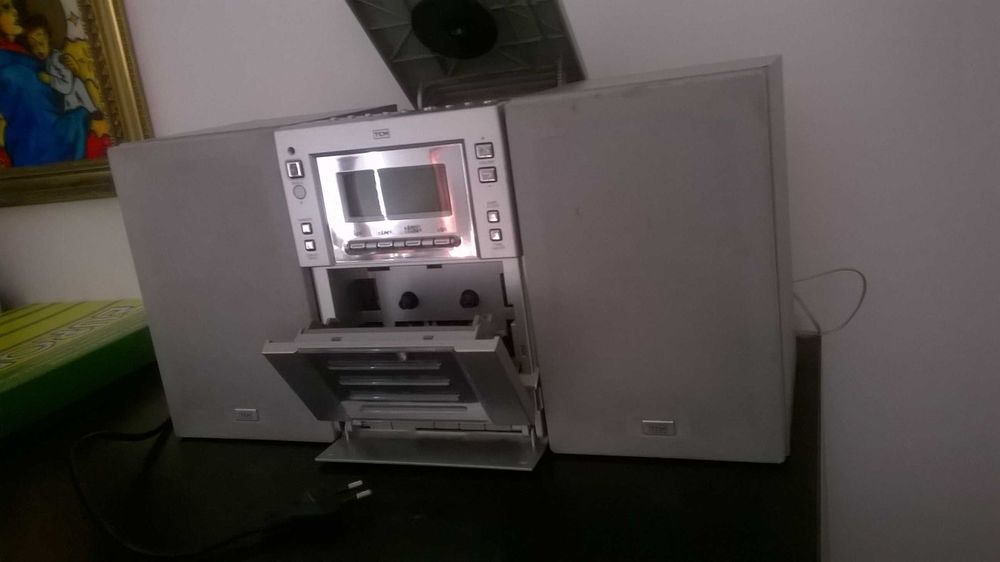 mini wieża TCM srebrna