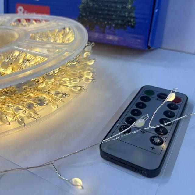 Гірлянда Мішура 50м. Тепло біла 1500 Led. Новорічна прикраса