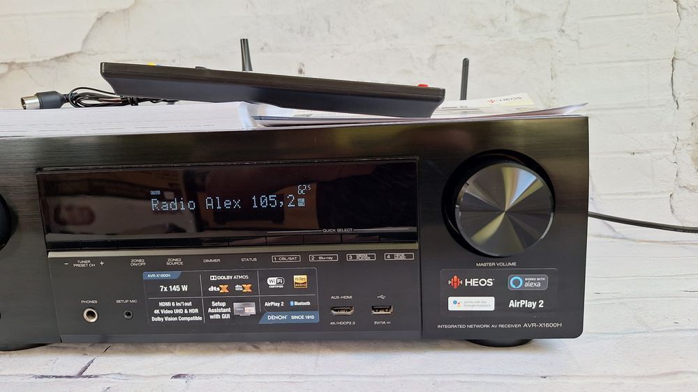 7.2 Denon AVR-X1600 Wi-Fi BT Heos 4K60p eARC DSD Spotify Atmos Vision