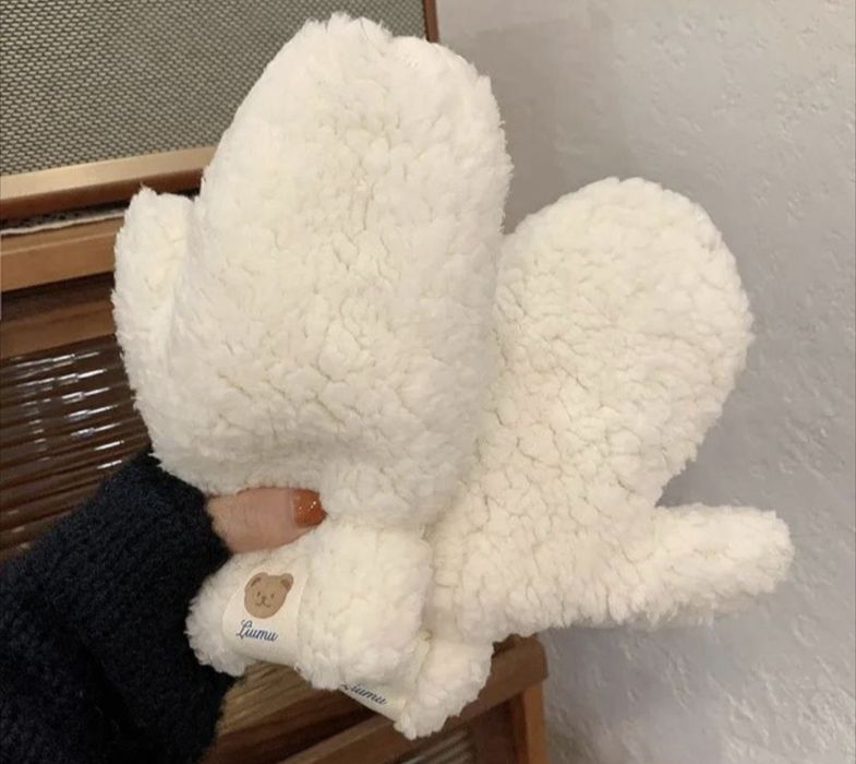 Панама стильная теплая барашек,варешки