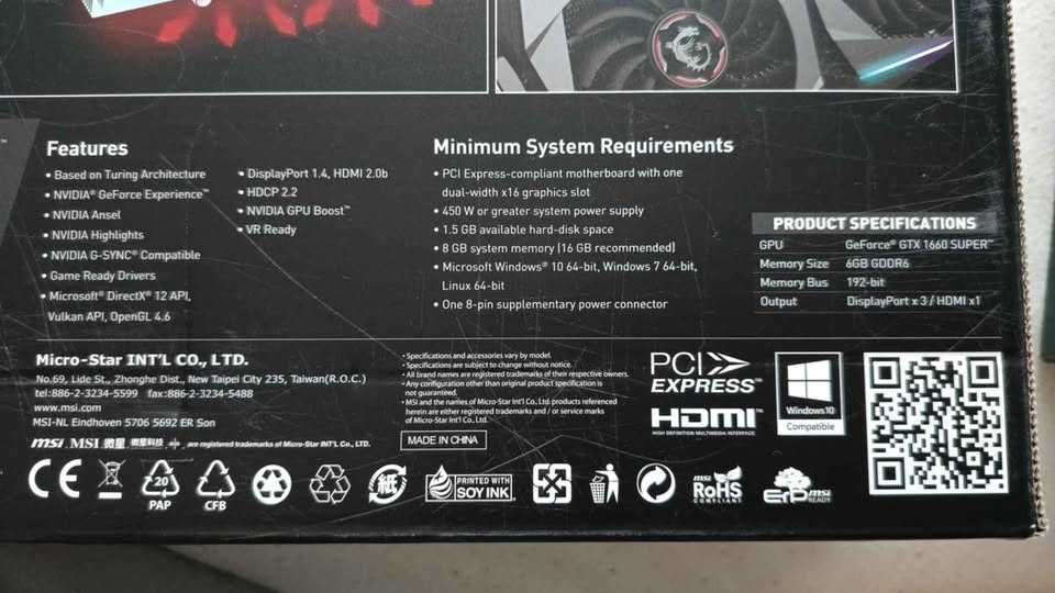 MSI GeForce GTX 1660 SUPER Gaming X 6GB