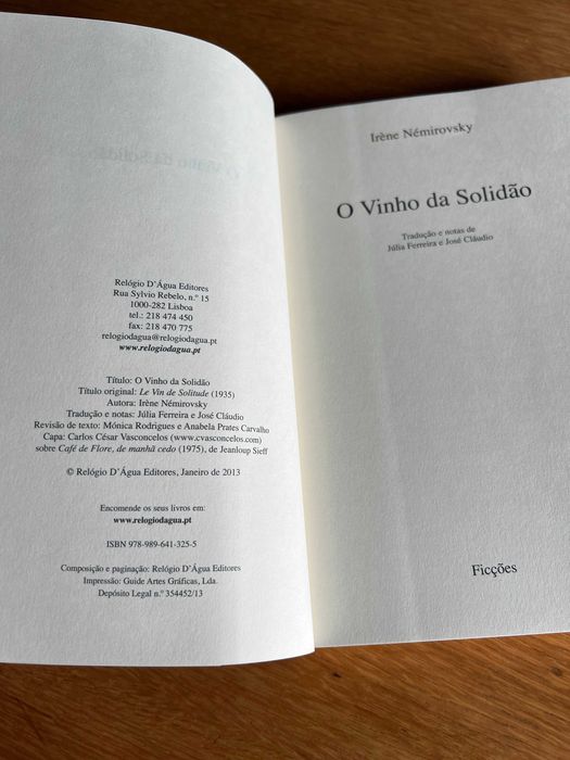 O VINHO DA SOLIDÃO      Irène Némirovsky