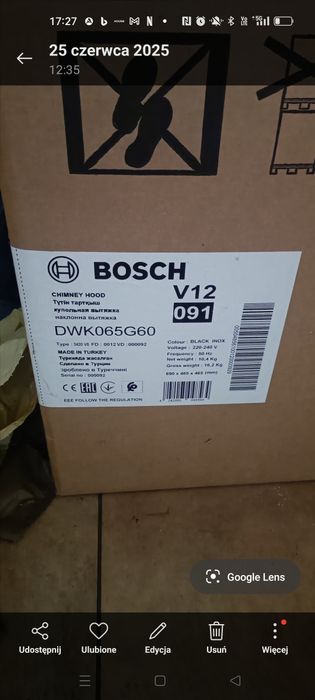 Okap kominowy marki Bosch 60 cm