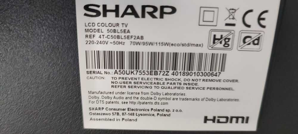 SHARP 50BL5EA 50" LED 4K UHD Android TV