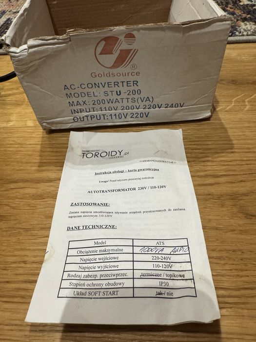 Toroidy Autotransformator Transformator 230v / 110-120v ATS 1000va