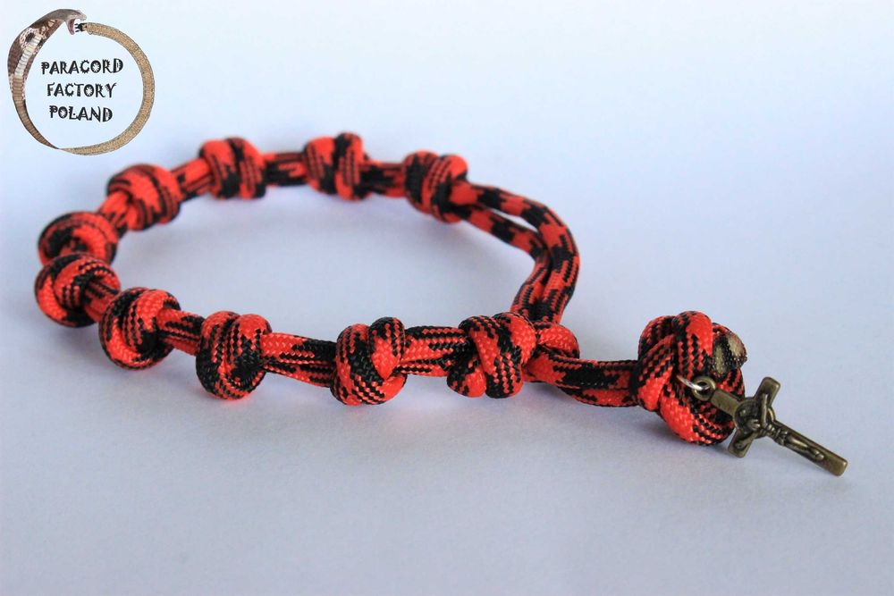 Różaniec na rękę - dziesiątka - jednokolorowa paracord handmade