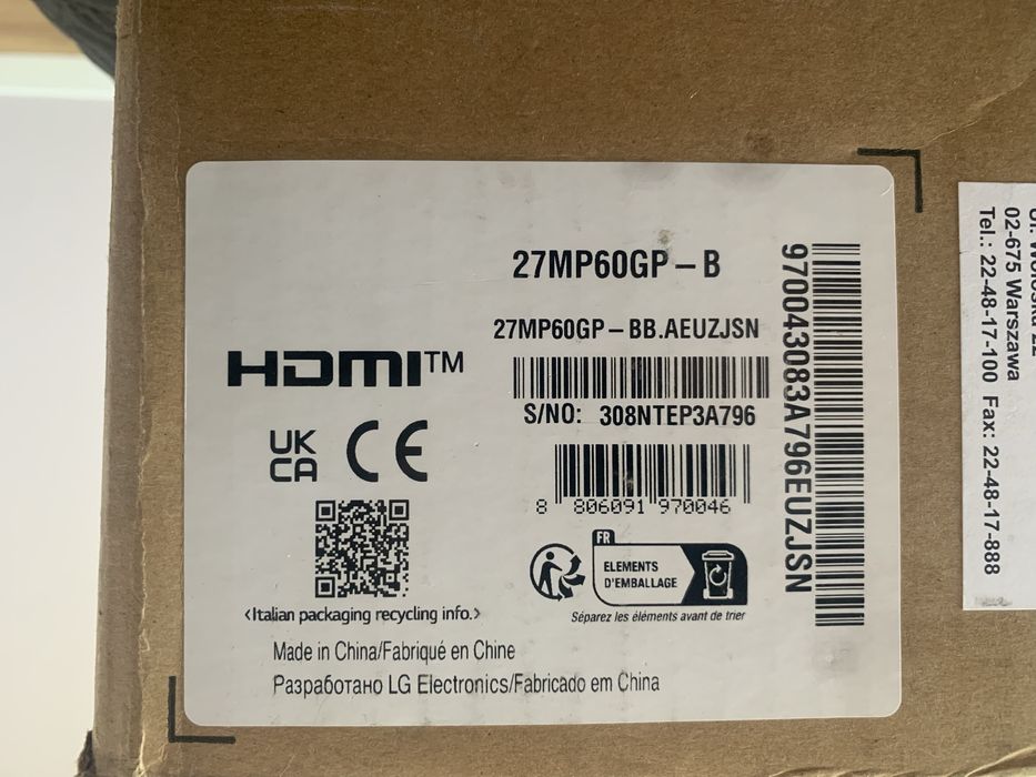 Монітор lg 27 mp60g