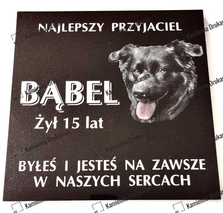 Tablica granitowa dla pupila 30,5 x 30,5 ze zdjęciem BEZ POLERU BOKÓW