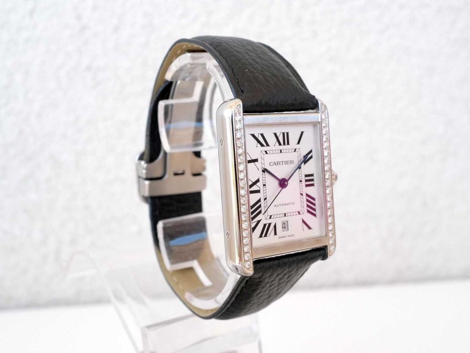 Cartier Tank Solo XL White Dial Diamond Bezel Automatic