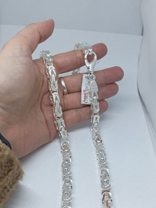 Srebrny łańcuszek splot królewski próba 925 długość 60 cm