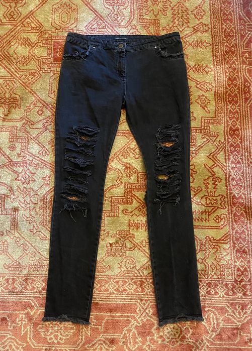 Czarne dżinsy z dziurami slim fit Christopher Kane