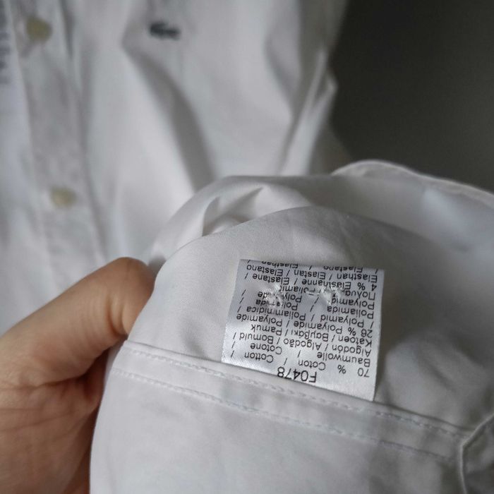 Lacoste L 43 nowa koszula męska biała elegancka do biura na okazję