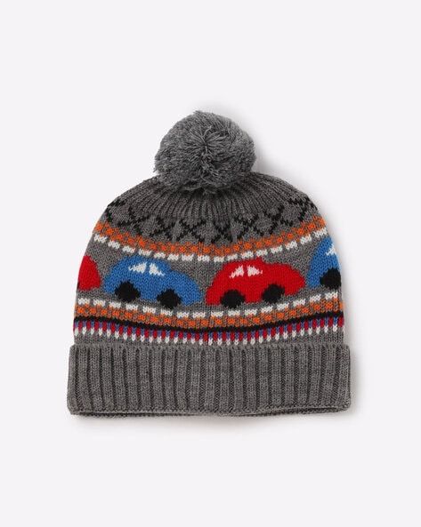 Зимняя шапка с машинками и бубоном next на флисе