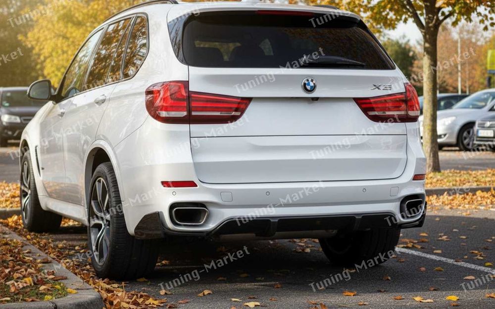 Накладка на передний бампер сплиттер BMW X5 F15, диффузор сплиттера заднего  бампера БМВ Х5 Ф15