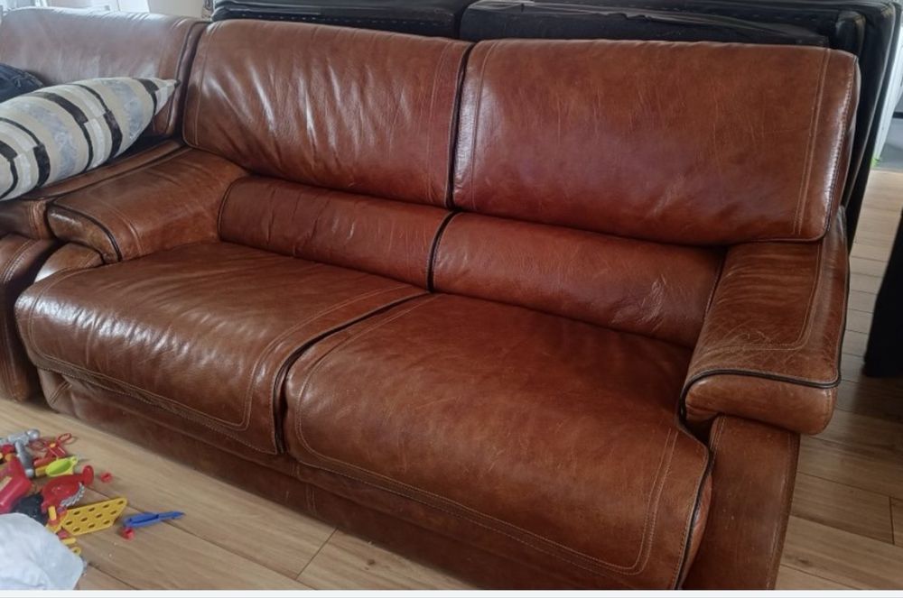 Sofas em pele de bufalo, com pouquissimo uso. Dois lugares mais um.