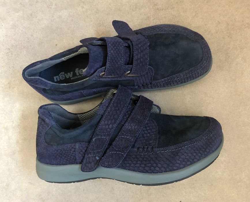 NEW FEET 38 półbuty zamszowe, rzepy, sneakersy, zdrowotne