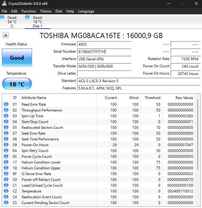 Toshiba 16TB Enterprise Grade Sata HDD