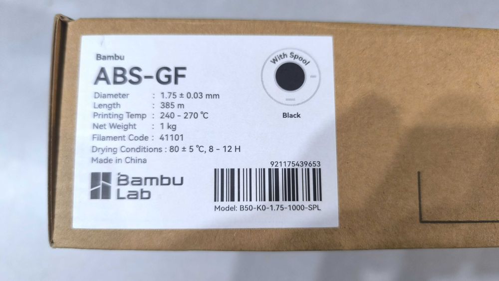 Filamento Bambu Lab ABS-GF 1kg (With Spool) Black