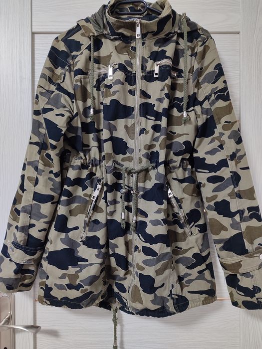 Kurtka długa wiosenna moro XL taliowana khaki