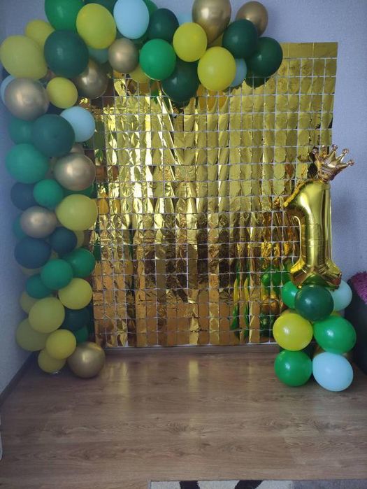 Шторка из фольги дождик баннер мишура фон фотозона из шаров арка годик