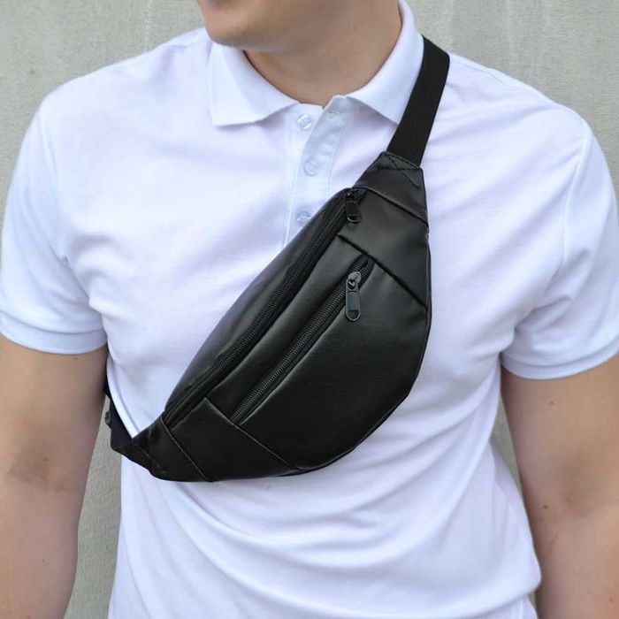 Бананка з якісної еко-шкіри, сумка через плече чоловіча жіноча на пояс