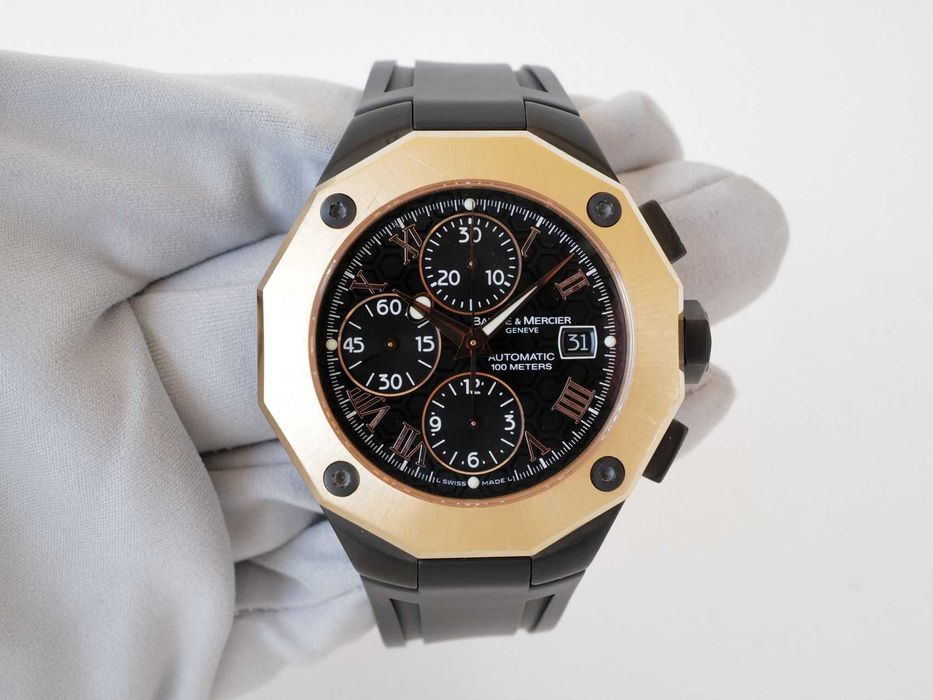 Baume & Mercier Riviera Automatic Chronograph 18K Rose Gold Bezel 43mm