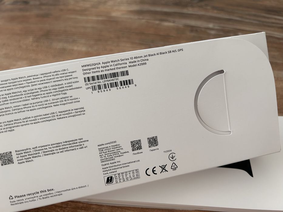 ОРИГІНАЛ! НОВИЙ Ремінець Apple Watch 10 Black M/L