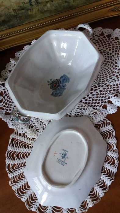 посуда старинная фарфоровая террин и блюдо Англия